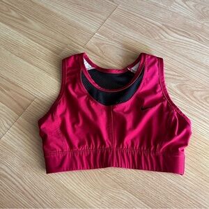 Vintage Nike Red Black Mesh Training Sports Bra Medium